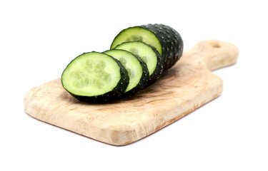 short dark green small cucumbers isolated on white background 