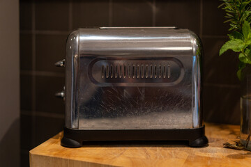 metal retro toaster in the kitchen
