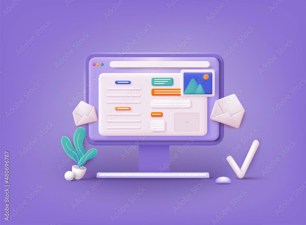 Poster computer with open pages. landing page template for web. data analytics, dashboard and business fina