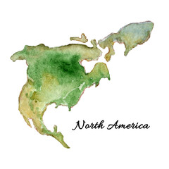 North America watercolor hand drawn clip art