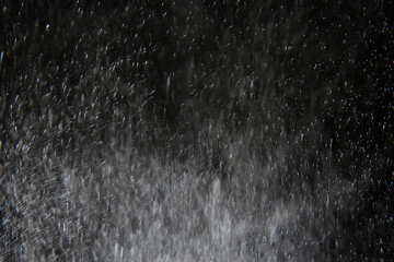 abstract background overlay white bokeh falling snow fog view on black