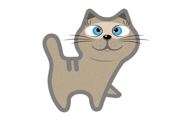 Animals. Stylized image of a cute cat. Drawing on a white background. Isolated, background.