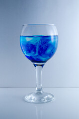 glass of blue water