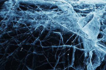 ice texture cracks baikal, abstract background winter ice transparent blue