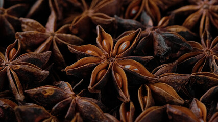 Dry Star anise spice close up