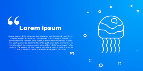 White line Jellyfish icon isolated on blue background. Vector