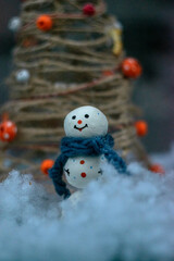 Little Christmas tree and snowman