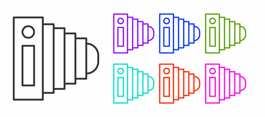 Black line Photo camera icon isolated on white background. Foto camera. Digital photography. Set icons colorful. Vector