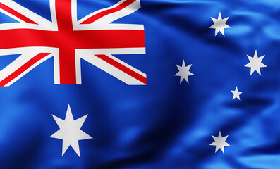 Close up of a flag of Australia . 3d rendering