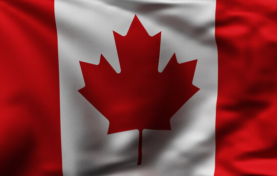Close up of a flag of Canada. 3d rendering