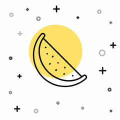 Black line Watermelon icon isolated on white background. Random dynamic shapes. Vector