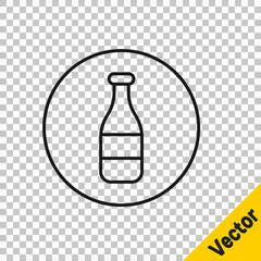 Black line Bottle icon isolated on transparent background. Vector