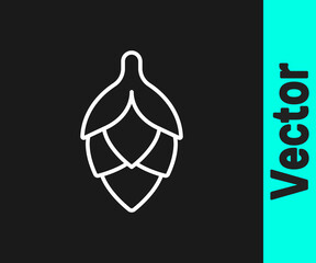 White line Hop icon isolated on black background. Vector