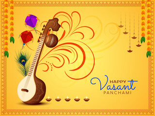 Happy Vasant Panchami festival of wisdom and art celebration background