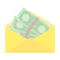 Stacks of money in envelope. Wage monthly or annual salary. Untax cash or bribe