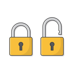 Open And Closed Padlock Vector Icon Illustration. Lock And Unlock