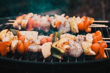 barbecue with fresh vegetables summer