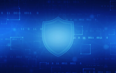 Protect and Security concept. Digital Shield on abstract technology background, Cyber security and information or network protection. Future technology web services for business and internet project