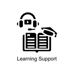 Learning Support vector Solid Icon Design illustration. Educational Technology Symbol on White background EPS 10 File