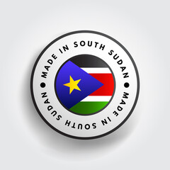 Made in South Sudan text emblem badge, concept background