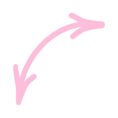 Pink rounded arrow for Valentines Day. Arrow icon isolated on white.