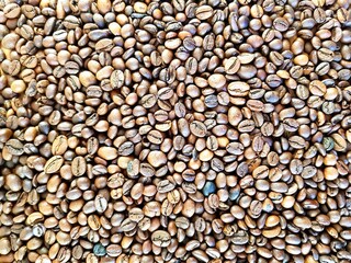 Dark roasted brown coffee beans