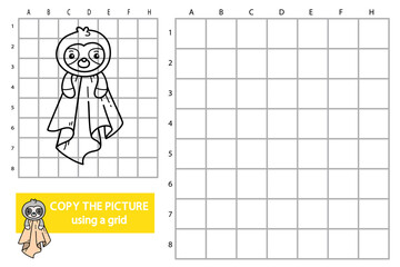 Vector illustration of grid copy picture educational puzzle game with doodle nursery comforter 