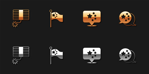 Set Firework, China flag on flagpole, and icon. Vector