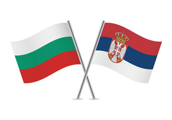 Bulgaria and Serbia flags. Bulgarian and Serbian flags isolated on white background. Vector illustration.