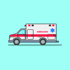 Ambulance Cartoon fill outline illustration