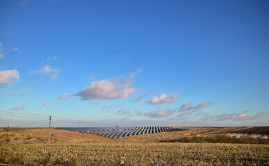 Solar Farm from above. Solar panels or panels installed in the field.Solar panel, alternative...