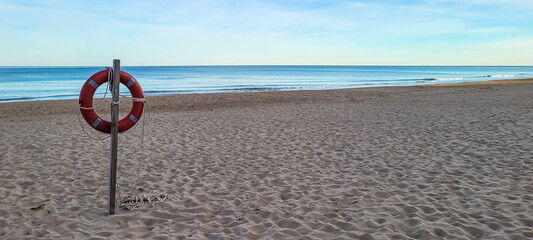 The Mediterranean Sea. An empty beach in winter, there are no people.