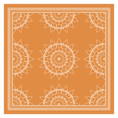 Bandana Shawl, Tablecloth Fabric Print, Silk Neck Scarf, Kerchief Design, Ornament Paisley, Orange Square Pattern