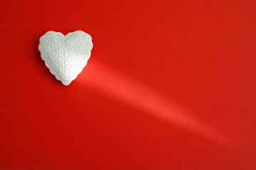 White heart on red background. Valentine's day, anniversary, mother's day, marriage concept,...