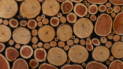 wall close-up, consisting of saw cuts of wood.  The texture of the wood is clearly visible in the photo.