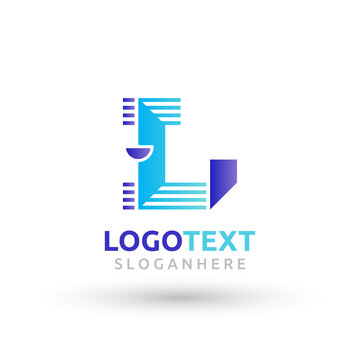 letter L logo. L stroke logo. L blue logo