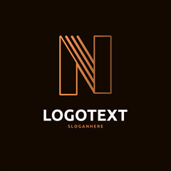 N letter golden logo abstract design. N alphabet golden logo