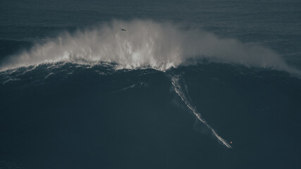 A big wave at Praia do Norte Beach in Nazare. 2022/01/08
