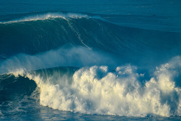 A big wave at Praia do Norte Beach in Nazare. 2022/01/08