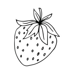 Single element of Strawberry slice in doodle summer set. Hand drawn vector illustration for greeting cards, posters, stickers and seasonal design.