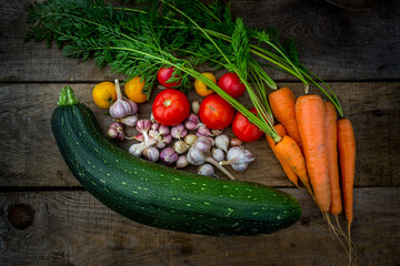 Vegetables, carrots, zucchini, garlic