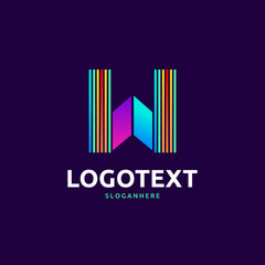 W letter colorful logo abstract design. W alphabet logo