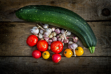 Vegetables, carrots, zucchini, garlic