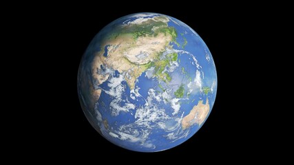 Isolated Earth planet on black background. 8k resolution of 3d planet illustration