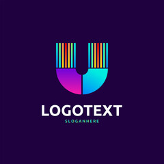 U letter colorful logo abstract design. U alphabet logo