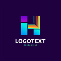 H letter colorful logo abstract design. H alphabet logo