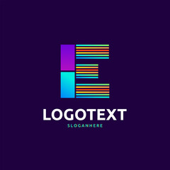 Fototapeta premium E letter colorful logo abstract design. E alphabet logo
