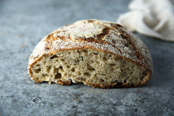 Traditional homemade bread on a desk