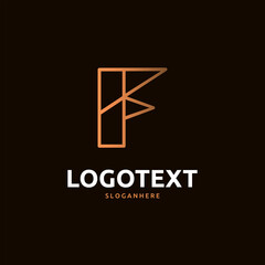 F letter golden logo abstract design. F alphabet golden logo