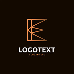 Fototapeta premium E letter golden logo abstract design. E alphabet golden logo